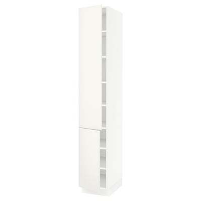 SEKTION Gabinete alto+estantes/2 puertas, blanco/Veddinge blanco, 15x24x90 "