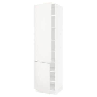 SEKTION Gabinete alto+estantes/2 puertas, blanco/Veddinge blanco, 24x24x90 "