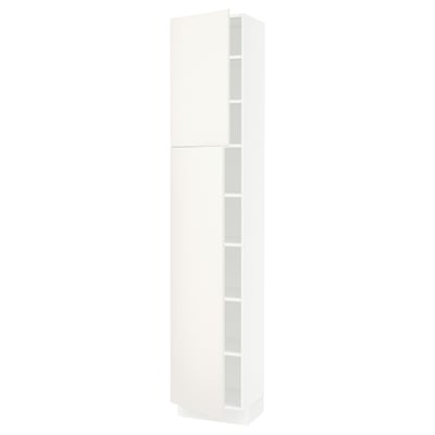 SEKTION Gabinete alto+estantes/2 puertas, blanco/Veddinge blanco, 18x15x90 "