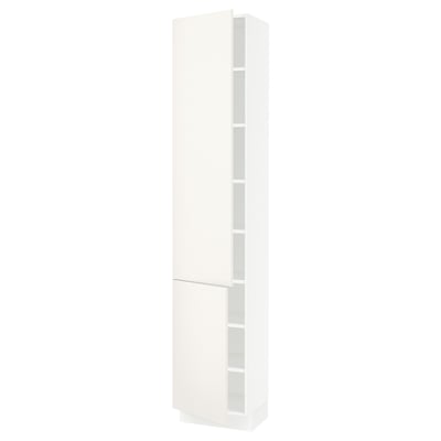 SEKTION Gabinete alto+estantes/2 puertas, blanco/Veddinge blanco, 18x15x90 "
