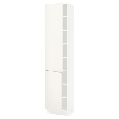 SEKTION Gabinete alto+estantes/2 puertas, blanco/Veddinge blanco, 18x15x80 "