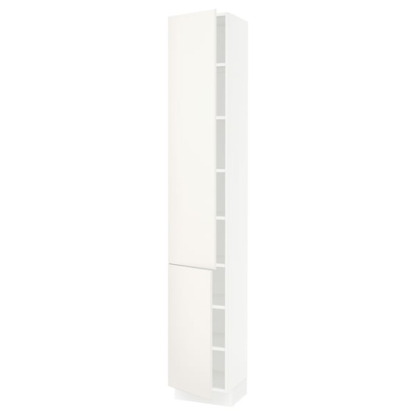 SEKTION Gabinete alto+estantes/2 puertas, blanco/Veddinge blanco, 15x15x90 "
