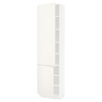 SEKTION Gabinete alto+estantes/2 puertas, blanco/Veddinge blanco, 24x15x90 "