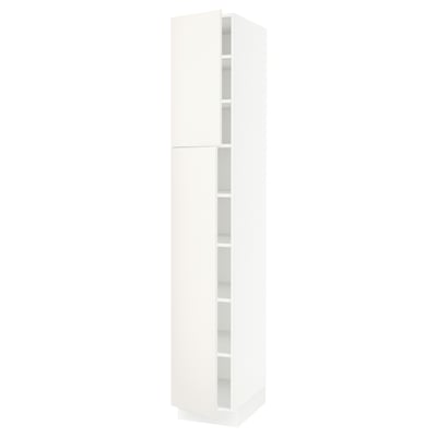 SEKTION Gabinete alto+estantes/2 puertas, blanco/Veddinge blanco, 15x24x90 "