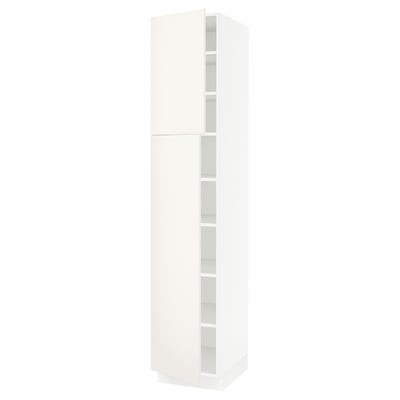 SEKTION Gabinete alto+estantes/2 puertas, blanco/Veddinge blanco, 18x24x90 "