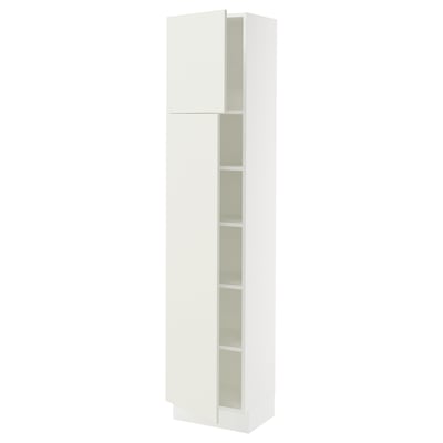 SEKTION Gabinete alto+estantes/2 puertas, blanco/Veddinge blanco, 18x15x80 "