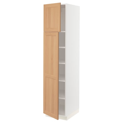 SEKTION Gabinete alto+estantes/2 puertas, blanco/Vedhamn roble, 18x24x80 "