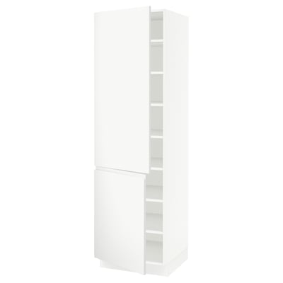SEKTION Gabinete alto+estantes/2 puertas, blanco/Voxtorp blanco mate, 24x24x80 "