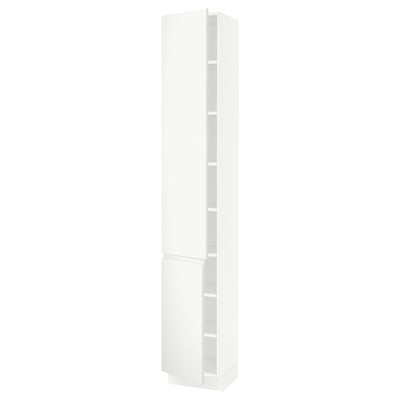 SEKTION Gabinete alto+estantes/2 puertas, blanco/Voxtorp blanco mate, 15x15x90 "