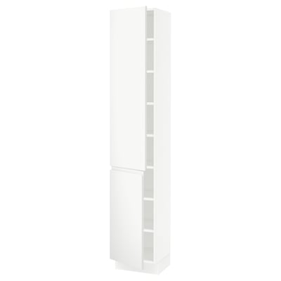 SEKTION Gabinete alto+estantes/2 puertas, blanco/Voxtorp blanco mate, 15x15x80 "