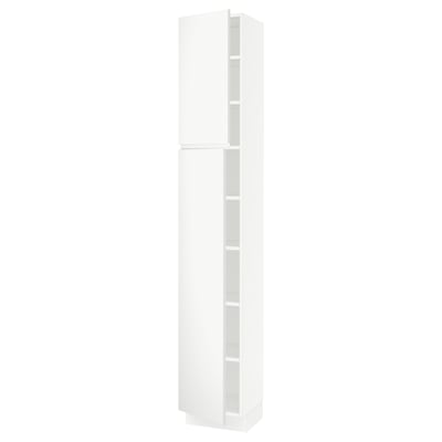 SEKTION Gabinete alto+estantes/2 puertas, blanco/Voxtorp blanco mate, 15x15x90 "