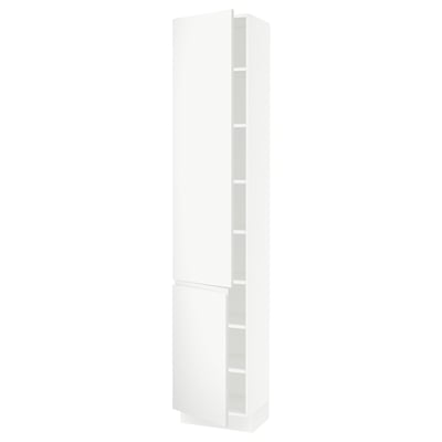 SEKTION Gabinete alto+estantes/2 puertas, blanco/Voxtorp blanco mate, 18x15x90 "