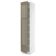 SEKTION Gabinete alto+estantes/2 puertas, blanco/Voxtorp marrón grisáceo oscuro alto brillo, 18x24x90 "