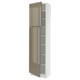 SEKTION Gabinete alto+estantes/2 puertas, blanco/Voxtorp marrón grisáceo oscuro alto brillo, 24x15x90 "