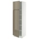 SEKTION Gabinete alto+estantes/2 puertas, blanco/Voxtorp marrón grisáceo oscuro alto brillo, 24x24x80 "