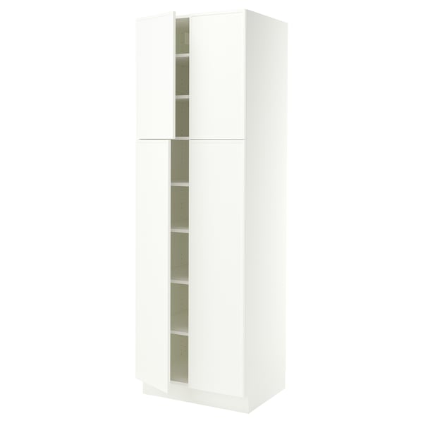 SEKTION Gabinete alto+estantes/4 puertas, blanco/Aspudden blanco mate, 30x24x90 "