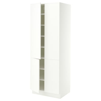 SEKTION Gabinete alto+estantes/4 puertas, blanco/Aspudden blanco mate, 30x24x80 "