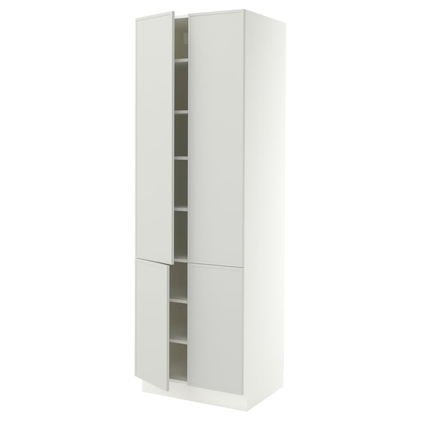 SEKTION Gabinete alto+estantes/4 puertas, blanco/Aspudden gris claro, 30x24x90 "