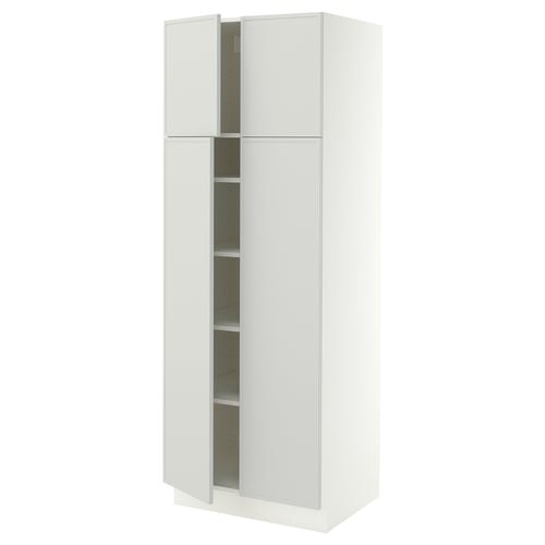 SEKTION Gabinete alto+estantes/4 puertas, blanco/Aspudden gris claro, 30x24x80 "