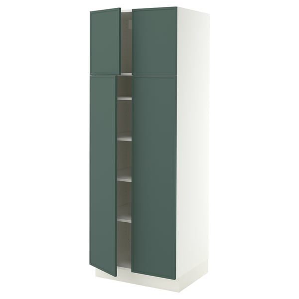 SEKTION Gabinete alto+estantes/4 puertas, blanco/Aspudden gris verdoso oscuro, 30x24x80 "