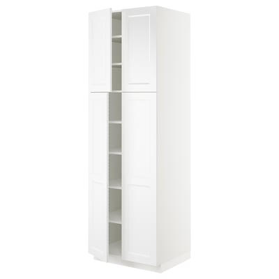 SEKTION Gabinete alto+estantes/4 puertas, blanco/Axstad blanco mate, 30x24x90 "