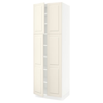 SEKTION Gabinete alto+estantes/4 puertas, blanco/Bodbyn color hueso, 30x24x90 "