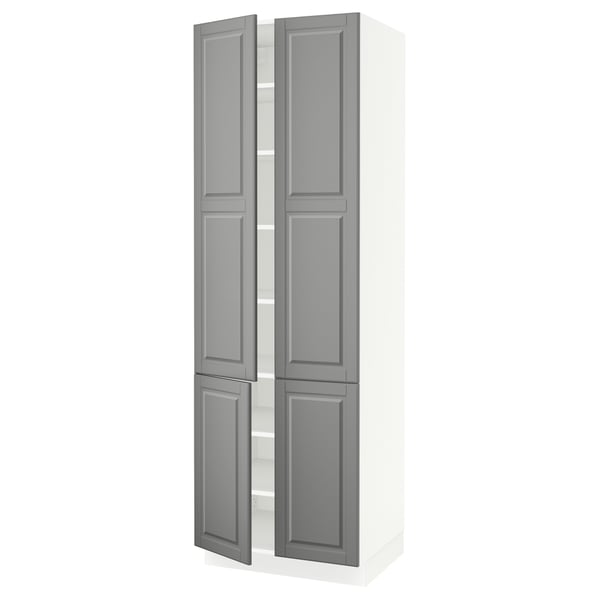 SEKTION Gabinete alto+estantes/4 puertas, blanco/Bodbyn gris, 30x24x90 "