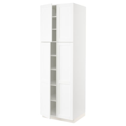 SEKTION Gabinete alto+estantes/4 puertas, blanco Enköping/blanco efecto madera, 30x24x90 "