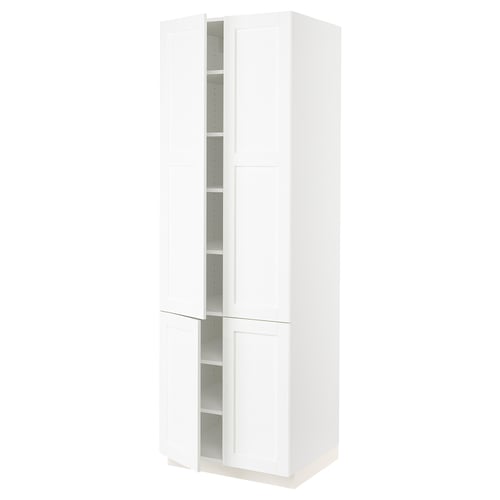 SEKTION Gabinete alto+estantes/4 puertas, blanco Enköping/blanco efecto madera, 30x24x90 "