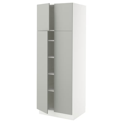 SEKTION Gabinete alto+estantes/4 puertas, blanco/Havstorp gris claro, 30x24x80 "
