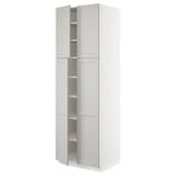 SEKTION Gabinete alto+estantes/4 puertas, blanco/Lerhyttan gris claro, 30x24x90 "