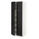 SEKTION Gabinete alto+estantes/4 puertas, blanco/Lerhyttan teñido en negro, 30x24x80 "