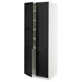 SEKTION Gabinete alto+estantes/4 puertas, blanco/Lerhyttan teñido en negro, 30x24x80 "