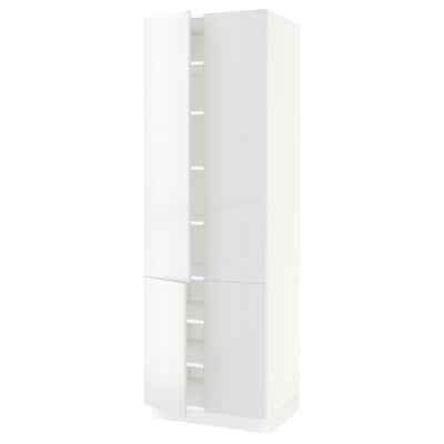 SEKTION Gabinete alto+estantes/4 puertas, blanco/Ringhult blanco, 30x24x90 "