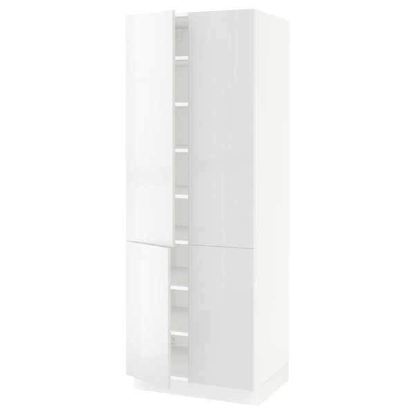SEKTION Gabinete alto+estantes/4 puertas, blanco/Ringhult blanco, 30x24x80 "