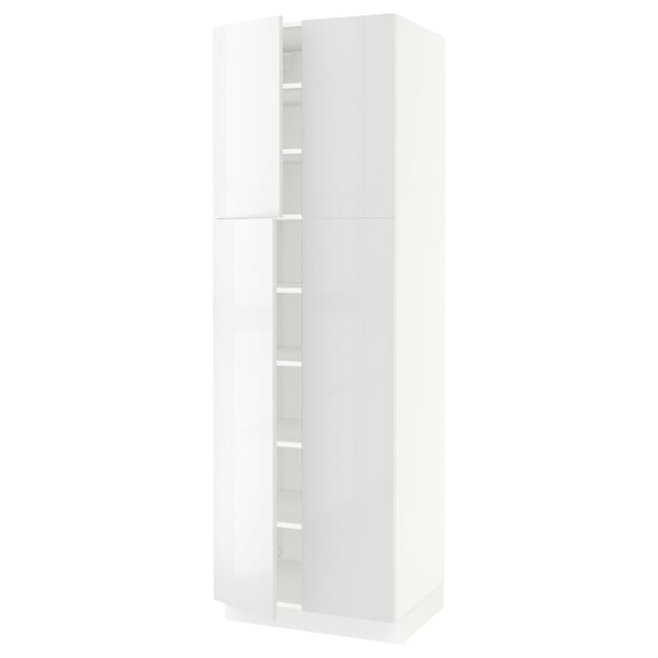 SEKTION Gabinete alto+estantes/4 puertas, blanco/Ringhult blanco, 30x24x90 "
