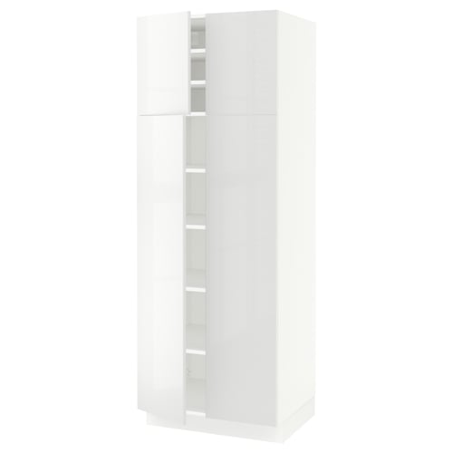 SEKTION Gabinete alto+estantes/4 puertas, blanco/Ringhult blanco, 30x24x80 "
