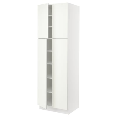SEKTION Gabinete alto+estantes/4 puertas, blanco/Vallstena blanco, 30x24x90 "
