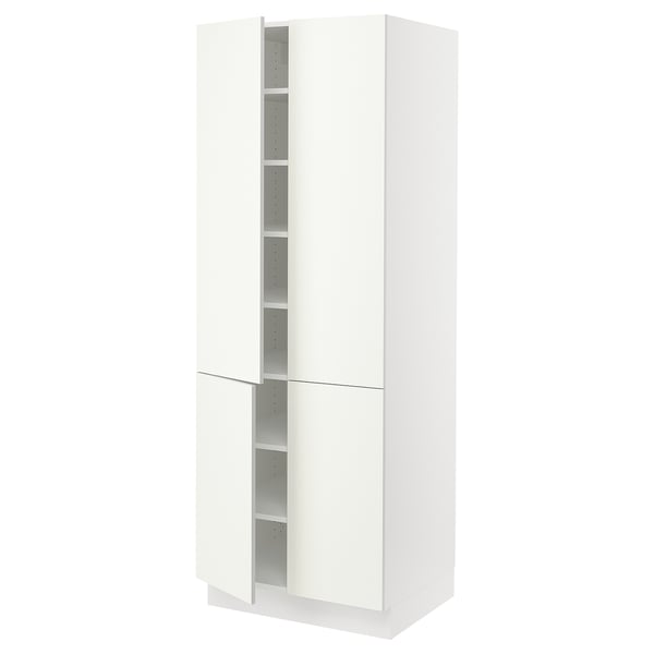 SEKTION Gabinete alto+estantes/4 puertas, blanco/Vallstena blanco, 30x24x80 "
