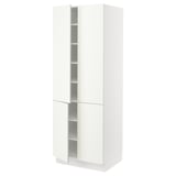 SEKTION Gabinete alto+estantes/4 puertas, blanco/Vallstena blanco, 30x24x80 "