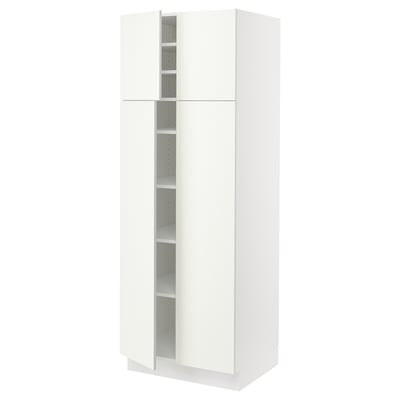 SEKTION Gabinete alto+estantes/4 puertas, blanco/Vallstena blanco, 30x24x80 "