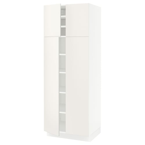 SEKTION Gabinete alto+estantes/4 puertas, blanco/Veddinge blanco, 30x24x80 "