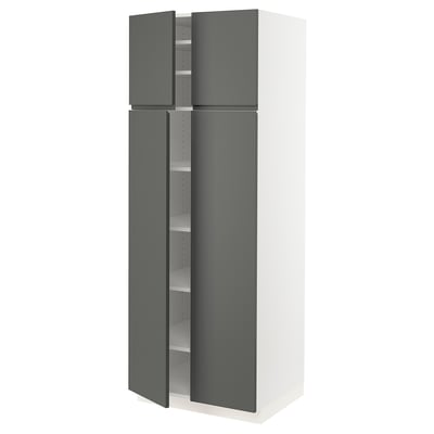 SEKTION Gabinete alto+estantes/4 puertas, blanco/Voxtorp gris oscuro, 30x24x80 "