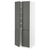 SEKTION Gabinete alto+estantes/4 puertas, blanco/Voxtorp gris oscuro, 30x24x80 "