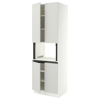 SEKTION Gabinete alto microondas+4 puertas, blanco/Aspudden gris claro, 30x24x90 "