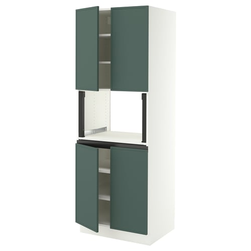 SEKTION Gabinete alto microondas+4 puertas, blanco/Aspudden gris verdoso oscuro, 30x24x80 "
