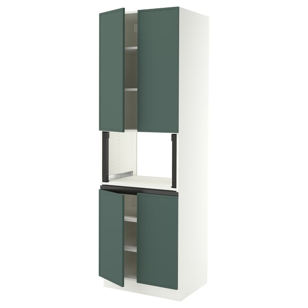 SEKTION Gabinete alto microondas+4 puertas, blanco/Aspudden gris verdoso oscuro, 30x24x90 "