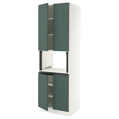 SEKTION Gabinete alto microondas+4 puertas, blanco/Aspudden gris verdoso oscuro, 30x24x90 "
