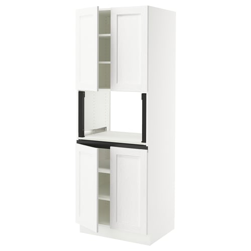 SEKTION Gabinete alto microondas+4 puertas, blanco Enköping/blanco efecto madera, 30x24x80 "