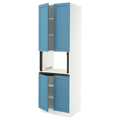 SEKTION Gabinete alto microondas+4 puertas, blanco/Lerhyttan azul, 30x24x90 "